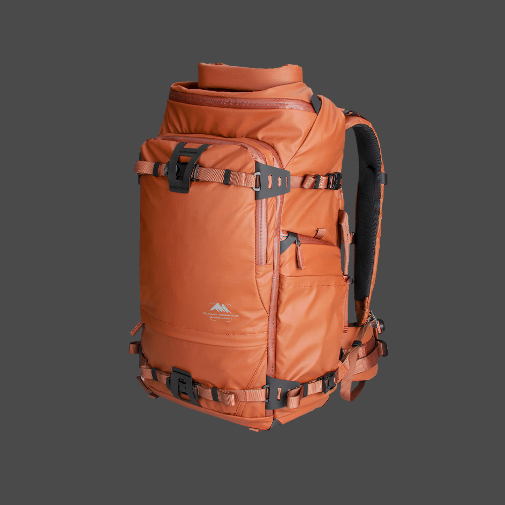 Summit Creative Tenzing Rolltop 40L orange camera bag